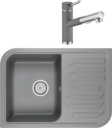 Комплект Мойка кухонная Emar Quartz + Смеситель 3012.9 Алмаз
