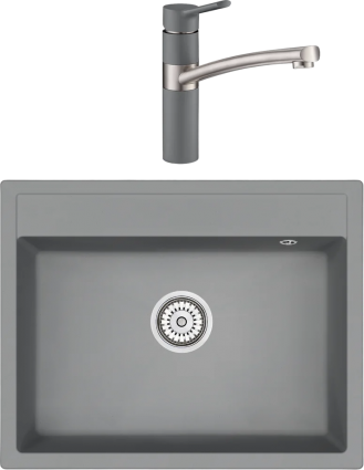 Комплект Мойка кухонная Emar Quartz + Смеситель 3011.9 Алмаз