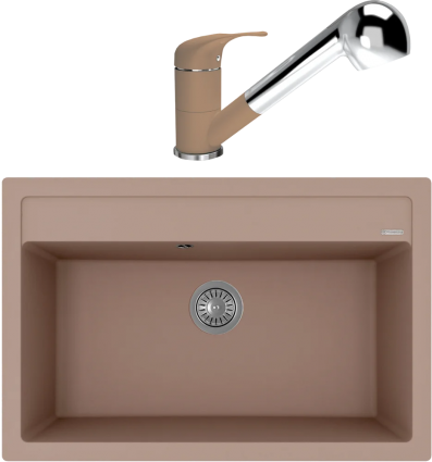 Комплект Мойка кухонная Florentina Липси 770 капучино + Смеситель Сигма FL капучино