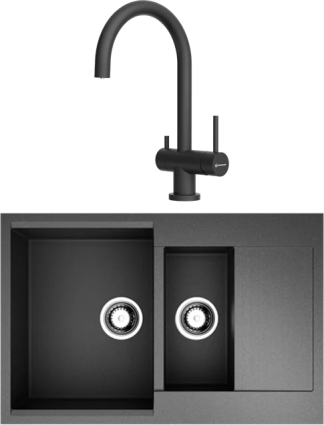 Комплект Мойка кухонная Omoikiri Daisen 78-2-BL черная + Смеситель Yamada P-BL черный