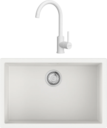 Комплект Мойка кухонная Omoikiri Yamakawa 75T-U/I-WH белая + Смеситель Shinagawa P-WH белый