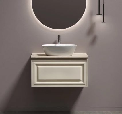 Тумба с раковиной Sancos Very 80 см, beige soft, столешница бежевая, раковина CN5005
