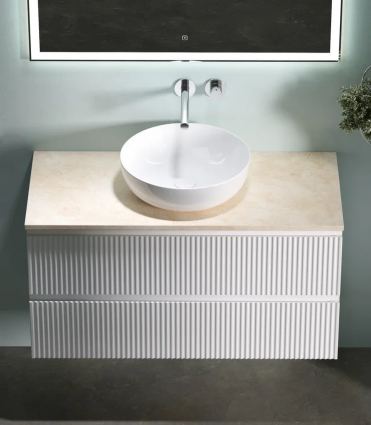 Тумба с раковиной Sancos Snob R 100 см, bianco, столешница бежевая, раковина CN5024