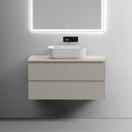 Тумба с раковиной Sancos Snob T 100 см, beige soft, столешница бежевая, раковина CN6011
