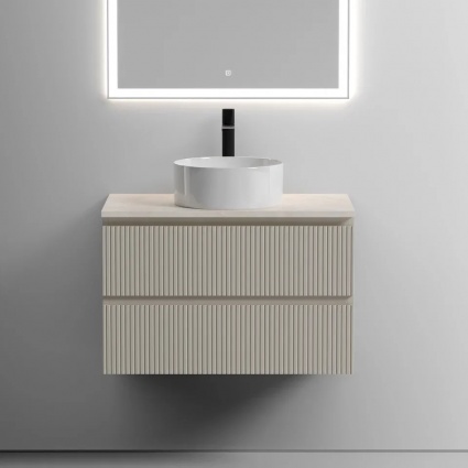 Тумба с раковиной Sancos Snob T 80 см, beige soft, столешница бежевая, раковина CN6032