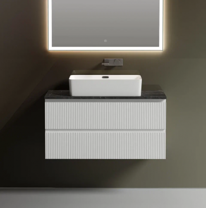Тумба с раковиной Sancos Snob T 100 см, bianco, столешница черный мрамор, раковина CN5025