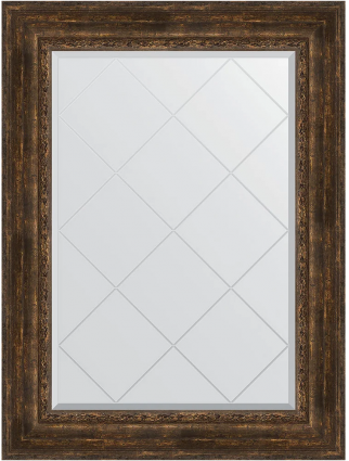 Зеркало Evoform Exclusive-G BY 4215, 82x110 состаренное дерево с орнаментом, в багетной раме, с гравировкой