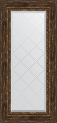 Зеркало Evoform Exclusive-G BY 4086, 62x132 состаренное дерево с орнаментом, в багетной раме, с гравировкой