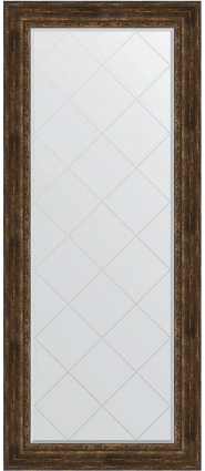 Зеркало напольное Evoform Exclusive-G Floor BY 6340 87x207 состаренное дерево с орнаментом, с фацетом, в багетной раме