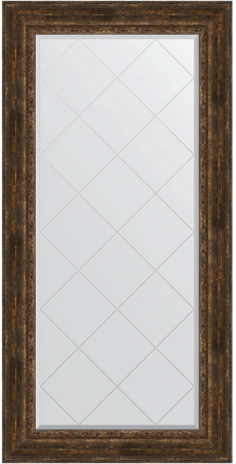 Зеркало Evoform Exclusive-G BY 4301, 82x164 состаренное дерево с орнаментом, в багетной раме, с гравировк