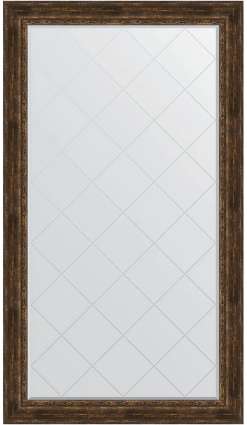 Зеркало напольное Evoform Exclusive-G Floor BY 6380 117x207 состаренное дерево с орнаментом, с фацетом, в багетной раме