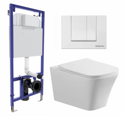 Комплект 3 в 1 инсталляция Berges Wasserhaus Novum 040241 + Унитаз подвесной Vincea Cool VT1-210 + кнопка белая