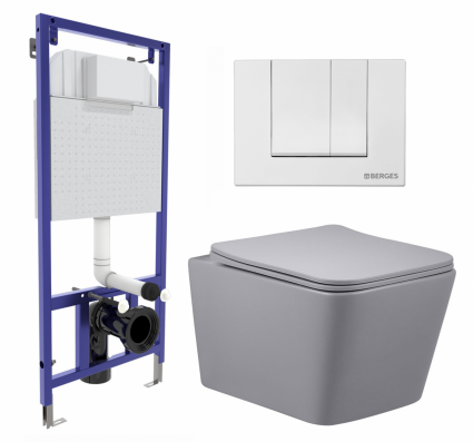 Комплект 3 в 1 инсталляция Berges Wasserhaus Novum 040241 + Унитаз подвесной Vincea Q-Line VT1-12MG + кнопка белая