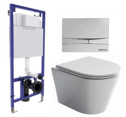 Комплект 3 в 1 инсталляция Berges Wasserhaus Novum 040253 + Унитаз подвесной Ceramica Nova Forma CN3011 + кнопка хром