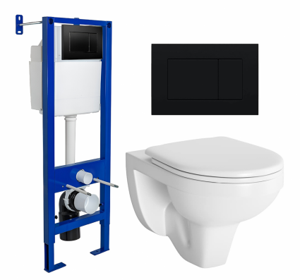 Комплект 3 в 1 инсталляция Berges Wasserhaus Atom 410 + Унитаз подвесной Berges Wasserhaus Gamma 081105 + кнопка черная
