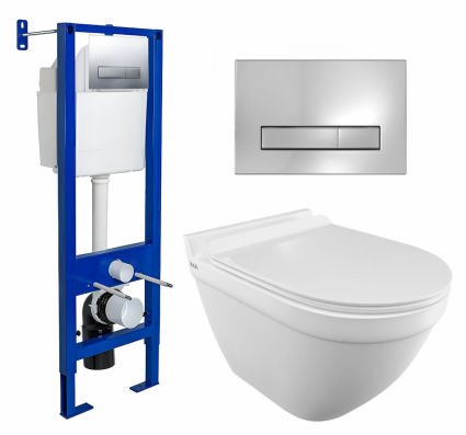 Комплект 3 в 1 инсталляция Berges Wasserhaus Atom Line 410 + Унитаз подвесной Iddis Cloud CLORDSEi25 + кнопка хром