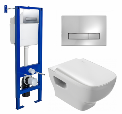 Комплект 3 в 1 инсталляция Berges Wasserhaus Atom Line 410 + Унитаз подвесной Jacob Delafon Struktura EDE102-00 + кнопка хром