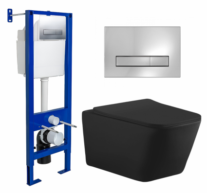 Комплект 3 в 1 инсталляция Berges Wasserhaus Atom Line 410 + Унитаз подвесной Aquanet Tavr-W BW 287011 + кнопка хром