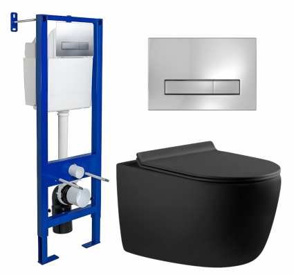 Комплект 3 в 1 инсталляция Berges Wasserhaus Atom Line 410 + Унитаз подвесной Aquanet Cetus 287008 + кнопка хром