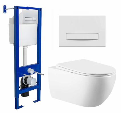 Комплект 3 в 1 инсталляция Berges Wasserhaus Atom Line 410 + Унитаз подвесной Vincea Evo VT1-34 + кнопка белая
