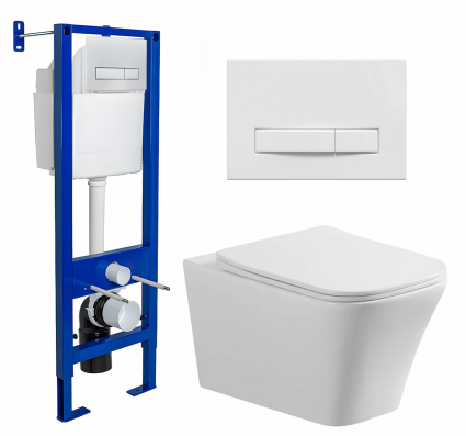 Комплект 3 в 1 инсталляция Berges Wasserhaus Atom Line 410 + Унитаз подвесной Vincea Cool VT1-210 + кнопка белая
