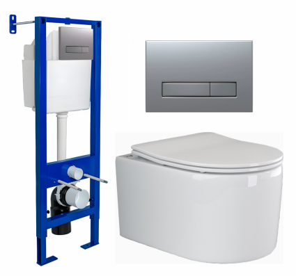 Комплект 3 в 1 инсталляция Berges Atom Line 410 + Унитаз подвесной Ceramica Nova Moments CN3003 + кнопка хром матовая