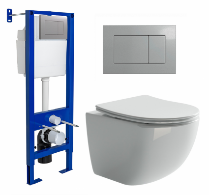 Комплект 3 в 1 инсталляция Berges Atom 410 + Унитаз подвесной Ceramica Nova Forma CN3009 + кнопка хром матовая