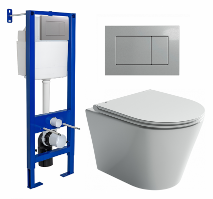 Комплект 3 в 1 инсталляция Berges Atom 410 + Унитаз подвесной Ceramica Nova Forma CN3011 + кнопка хром матовая