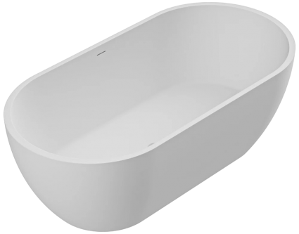 Ванна из искусственного камня Cezares Stylus Solid Surface 160x80 см, отдельностоящая, овальная, со сливом-переливом, с донным клапаном, матовая