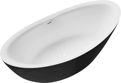 Акриловая ванна Grossman Galaxy GR-1402MB 180x85 см, отдельностоящая, овальная, с каркасом, со сливом-переливом, черная, матовая