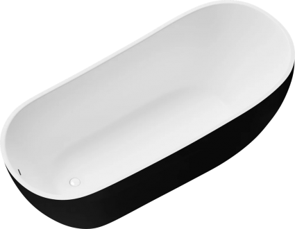 Акриловая ванна Grossman Galaxy GR-1403MB 170x75 см, отдельностоящая, овальная, с каркасом, со сливом-переливом, черная, матовая