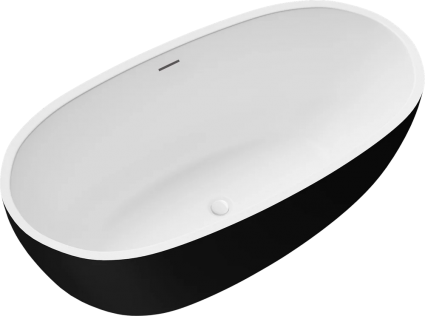 Акриловая ванна Grossman Classic GR-2403MB 150x80 см, отдельностоящая, овальная, с каркасом, со сливом-переливом, черная, матовая