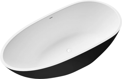 Акриловая ванна Grossman Fly GR-1102MB 170x80 см, отдельностоящая, овальная, с каркасом, со сливом-переливом, черная, матовая