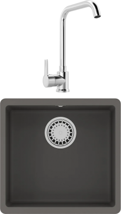 Комплект Мойка кухонная Lemark Sinara 440-U 9910071 серый шелк + Смеситель MEGA Ege MG-PL10 хром