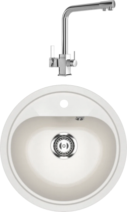 Комплект Мойка кухонная Ulgran U-700 -341 ультра-белая + Смеситель MEGA Life MG-TK06 хром