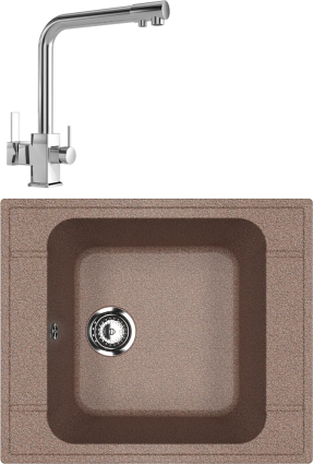 Комплект Мойка кухонная Ulgran U-604 -307 терракот + Смеситель MEGA Life MG-TK06 хром