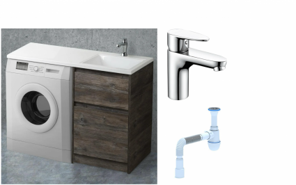 Комплект: Тумба с раковиной BelBagno Kraft -LVD 60 pino pasadena R, напольная + Смеситель Wasserkraft Leine 3503 для раковины, хром + Сифон АниПласт