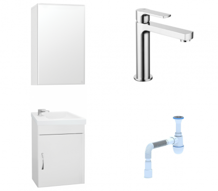Комплект: Мебель для ванной Style Line Эко Стандарт №1 40 + Смеситель Lemark plus Grace LM1537C + Сифон АниПласт