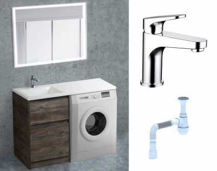 Комплект: Мебель для ванной BelBagno Kraft-LVD 60 pino pasadena + Смеситель Bravat Eler F1191238CP-RUS хром + Сифон АниПласт