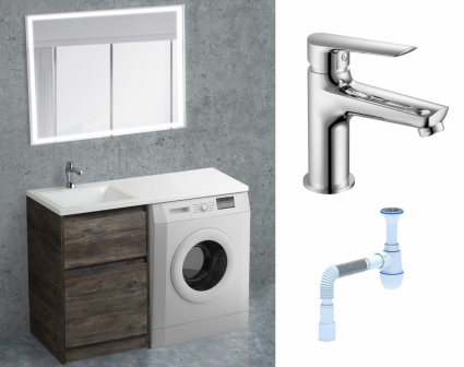 Комплект: Мебель для ванной BelBagno Kraft-LVD 60 pino pasadena + Смеситель Haiba HB10198 хром + Сифон АниПласт