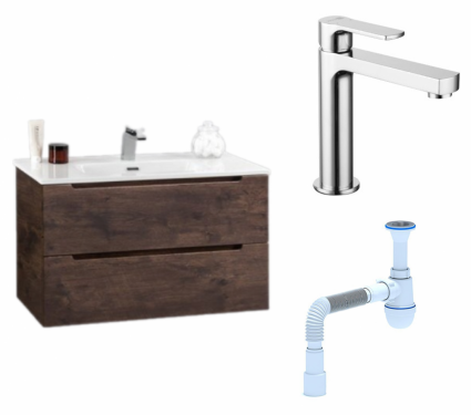 Комплект: Тумба с раковиной BelBagno Etna 39 70 rovere moro + Смеситель Lemark plus Grace LM1537C хром + Сифон АниПласт