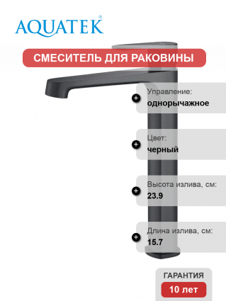 Смеситель для раковины Акватек Оберон AQ1204MB матовый черный