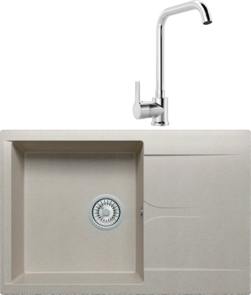 Комплект Мойка кухонная Polygran Gals 760 серая + Смеситель MEGA Ege MG-PL10 хром