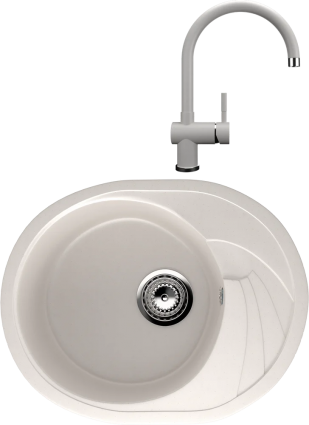Комплект Мойка кухонная Ulgran U-403 -331 белая + Смеситель U-021 белый