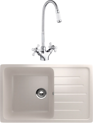 Комплект Мойка кухонная Ulgran U-400 -331 белая + Смеситель РМС SL92W SL92W-279F хром, белый