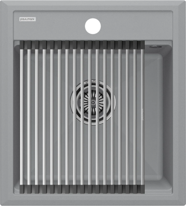 Мойка кухонная Paulmark Stepia + Step PM114651-GRS+R375-BS серый дым