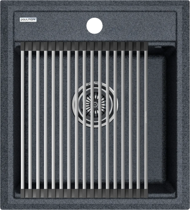 Мойка кухонная Paulmark Stepia + Step PM114651-DG+R375-BS графит