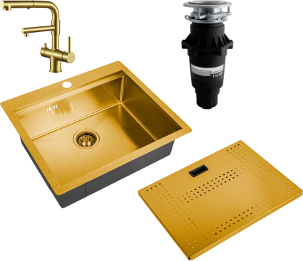 Комплект Мойка кухонная Zorg Master N-5952 Bronze + Смеситель Sanitary SZR-3216 Bronze бронза + Измельчитель Bone Crusher BC 810-SL Slim Line