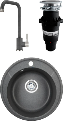 Комплект Мойка кухонная Granula Standart ST-4802 графит + Смеситель ST-4033 ST-4033 графит + Измельчитель Bone Crusher BC 810-SL Slim Line