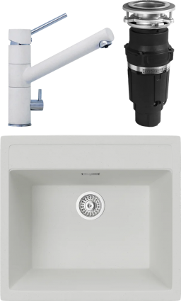 Комплект Мойка кухонная TopZero Georgia 560.510-07 Ice + Смеситель Leonardo ice 07 + Измельчитель Bone Crusher BC 610-AS